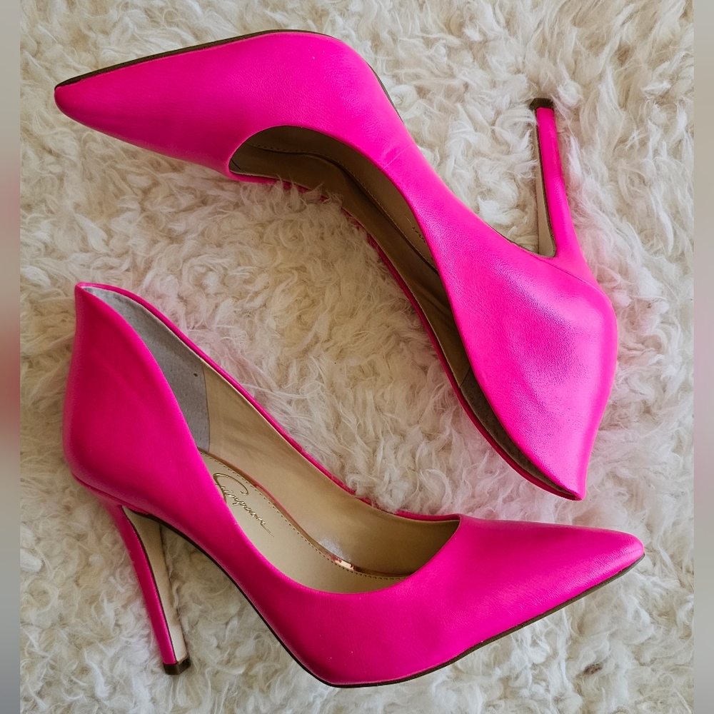 Jessica Simpson Hot Pink Pointed Toe Stiletto Heels - Picture 4 of 12